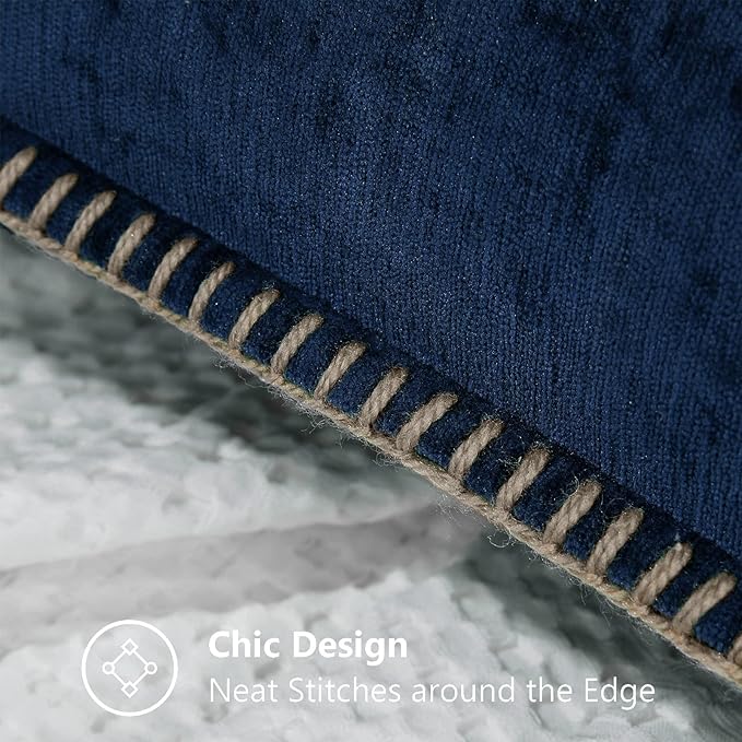 decorUhome Chenille Soft Throw Pillow Covers 12x20 Set of 2, Lumbar Velvet Farmhouse Neutral Decorative Euro Pillow Covers with Stitched Edge for Couch Sofa Bed Home Decor, Poseidon