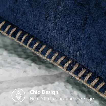 decorUhome Chenille Soft Throw Pillow Covers 12x20 Set of 2, Lumbar Velvet Farmhouse Neutral Decorative Euro Pillow Covers with Stitched Edge for Couch Sofa Bed Home Decor, Poseidon