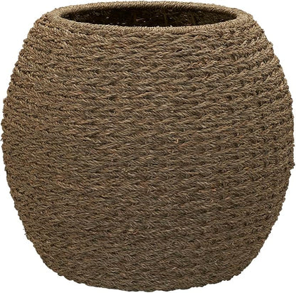 Household Essentials Handwoven Seagrass Barrel Wicker Storage Basket Side Table, Natural