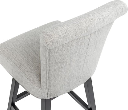 Bar Stools Set of 2, 26 Inch Upholstered Barstools with 15.7" High Back and Footrest, Swivel Counter Height Barstools for Kitchen Island Home Bar Performance Fabric Ivory White