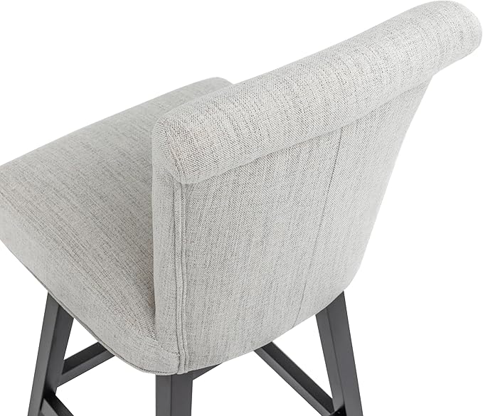 Bar Stool, 26 Inch Upholstered Barstools with 15.7" High Back and Footrest, Swivel Counter Height Barstools for Kitchen Island Home Bar Performance Fabric Ivory White