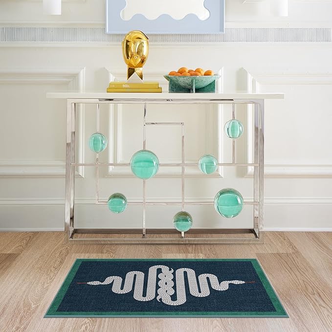 RUGGABLE x Jonathan Adler Machine Washable Modern Area Rug – Venom Sapphire 2x3, Stain-Resistant, Non-Slip – Small Rugs for Living Room, Bedroom, Hallway, Entryway & Bathroom–with Cushioned Pad
