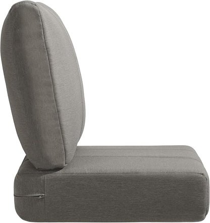 Luxury 24x24x6 Inch Kitty Patio Chair Cushions Set of 3 - Memory Foam Deep Seat Water-Resistant Patio Cushion for Dining Rocking Swivel Chairs Loveseat 3-Seater Sectional Sofa - Grey