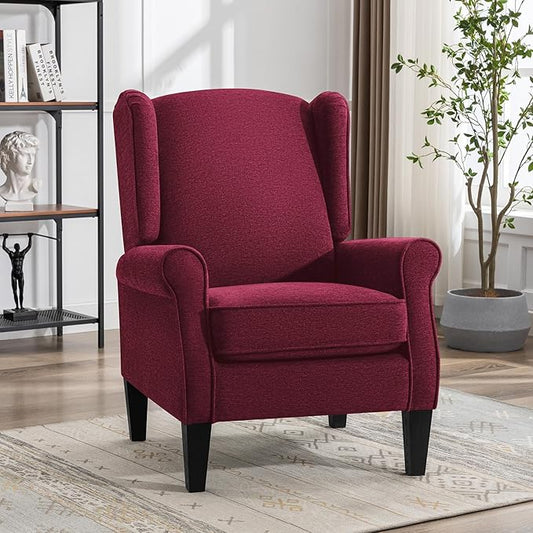 Accent Chair, Modern Living Room Chairs with Wingback, Comfy Upholstered High Back Single Sofa for Bedroom, Mid-Century Reading Armchair Sillas para Sala