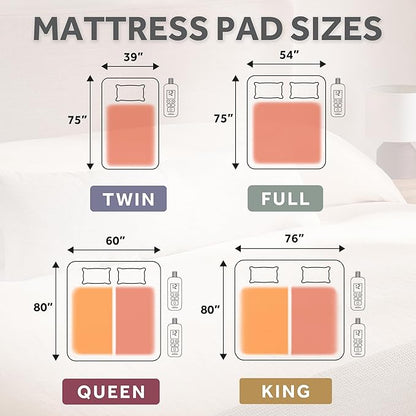 Sunbeam Electric Heated Mattress Pad Restful Quilted Extra-Cozy Fabric 12 Heat Settings 12-Hour Auto Shut-Off Deep Pocket Fit Machine Washable Full 75" x 54"