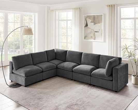 VANOMi Modular Sectional Sofa, Convertible Sofa Couch Modular Sofa with Ottoman, Sectional Sofas for Living Room Small Apartments