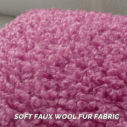 FUTEI Hot Pink Decorative Throw Pillow Covers 18x18 Inch Set of 2,Soft Fluffy Faux Wool Fur Boucle Textured Cushion Case,Modern Home Decor for Couch Bed Living Room Office