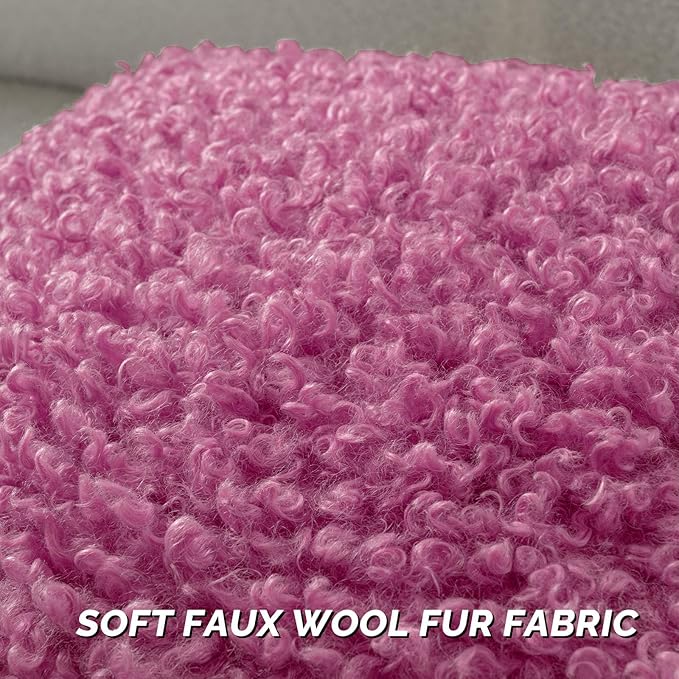 FUTEI Hot Pink Decorative Throw Pillow Covers 24x24 Inch Set of 2,Soft Fluffy Faux Wool Fur Boucle Textured European Cushion Case,Modern Home Decor for Couch Bed Living Room Office