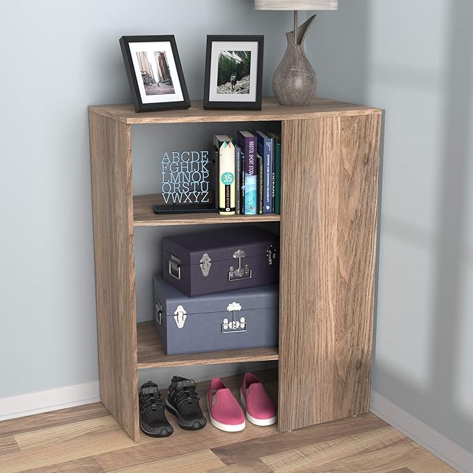 ClosetMaid SuiteSymphony Wood Corner Shelf Unit, 2 Shelves, Adjustable, Stacking, For Storage, Closet, Clothes, Shoes, Décor, Natural Gray