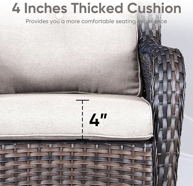 Patio Chair Cushions 4 Packs - Outside High Back Thick Water-Resistant Cushion 22x24 with Zipper Cover for Outdoor Glider Rocking Chairs Loveseat Couch – Beige/Buckle