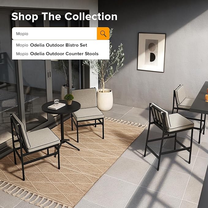 mopio Odelia Patio Chairs Set of 2, Outdoor Chair with Removable Cushions and Rust Free Metal Frame, Conversation Sets for Front Porch, Balcony, Apartments, Yard, Bistro (Dining Chair x4, Beige)