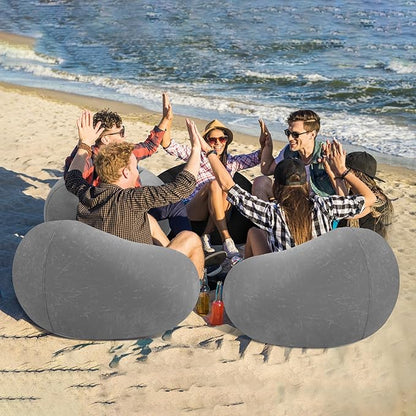 Realspring 12 Pcs Bean Bag Chairs for Adults Inflatable Chairs with Electric Air Pump,Blow up Couch Folding Portable Inflatable Couch Lazy Sofa for Reading Living Room Camping (Grey)