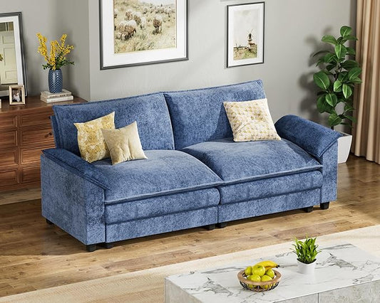 Homall 80" Modular Sectional Sofa, Loveseat Sofa Couch with Double-Layer Cushion, DIY Combination Chenille Deep 2-Seat Cloud Couch for Living Room, Apartment (Dark Blue, Loveseat Sofa)