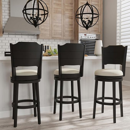 Hillsdale Clarion Wood Bar Height Swivel Stool, Black