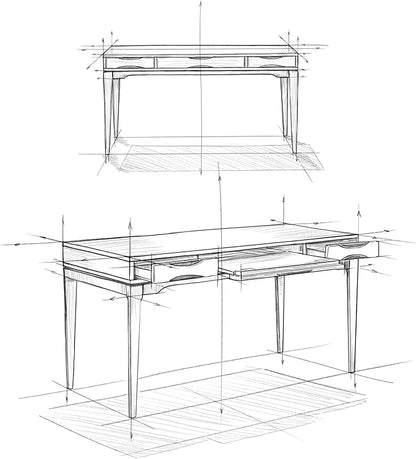 SIMPLIHOME Harper Desk - 60-Inch Wide Solid Hardwood Writing Desk in Walnut Brown, Mid-Century Modern Home Office Computer Table for Workspace or Study with 2 Drawers and Flip-Down Keyboard Tray