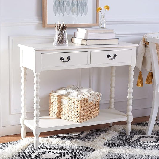 SAFAVIEH Home Collection Athena Distressed White 2-Drawer Console Table