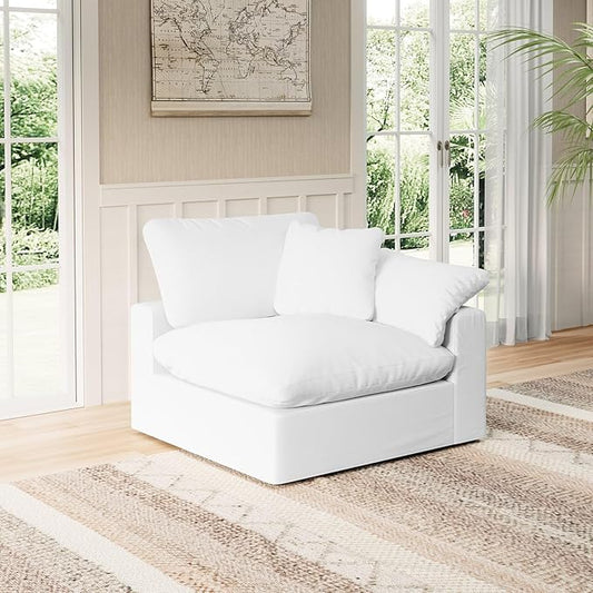 Modular Sectional Sofa Cloud Couch,Down Filled Comfy Cloud Modern Sofa,White Linen Oversized Couch Cushion Covers Removable for Living Room