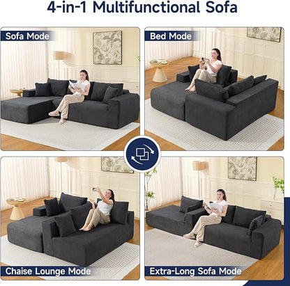 2025 New 108" Cloud Couch Sectional, Modular Sectional Sofa with L-Shaped Chaise, Deep Seat Sectional Modular Couch for Living Room, No Assembly Required (Gray, Left Facing Chaise)