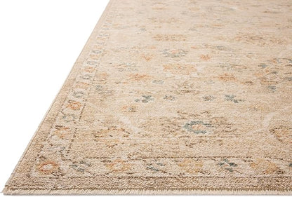 Loloi Chris Loves Julia Palma Collection PLM-11 Natural/Multi 2'-7" x 7'-6" Fringe Runner Rug Vintage Style Boho Living Room Bedroom Carpet