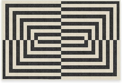 RUGGABLE x Jonathan Adler Machine Washable Modern Area Rug – Op Art Charcoal 2x3, Stain-Resistant, Non-Slip – Small Rugs for Living Room, Bedroom, Hallway, Entryway & Bathroom–with Cushioned Pad