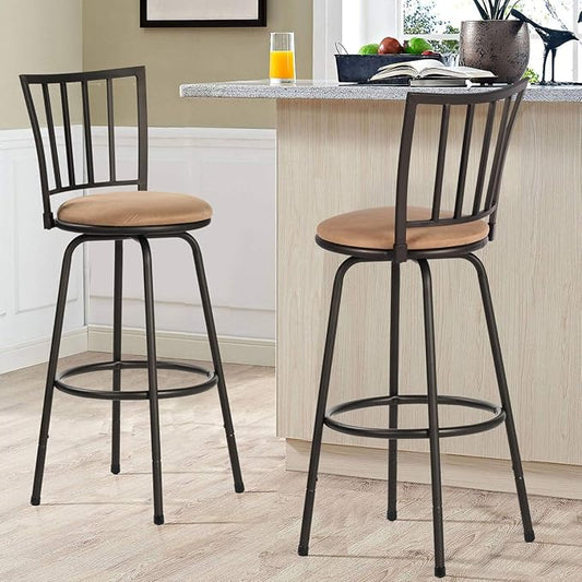 VECELO Adjustable Counter Stools,Bar Stools with 360 Degree Swivel Seat Top and Comfortable Round Seat Cushions,Steel Bistro Pub Chairs