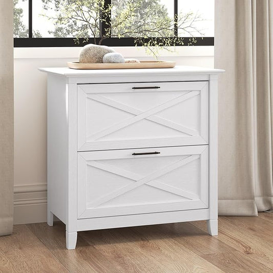 Bush Furniture Key West 2 Drawer Lateral File Cabinet in Pure White Oak, Document Storage for Home Office, Accent Chest with Drawers