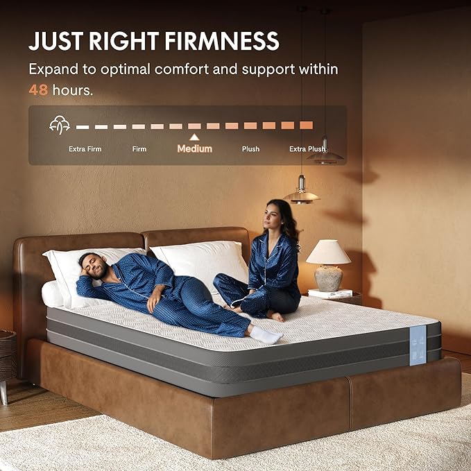 FLEXISPOT 8'' Twin Size Cooling Gel Memory Foam Mattress, Viscose from Bamboo, Medium Firm, 10-Year Warranty, Mattress-in-A-Box, Certi-PUR & Oeko-TEX Certified, Washable, Fire-Resistant.