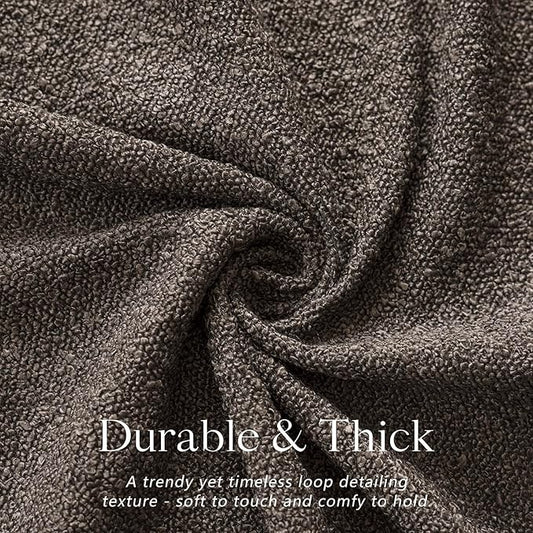 Foindtower Pack of 2 Textured Boucle Throw Pillow Covers Accent Solid Decorative Pillow Cases Cozy Woven Couch Cushion Case for Sofa Bedroom Living Room Home Decor, 18 x 18 Inch,Dark Brown