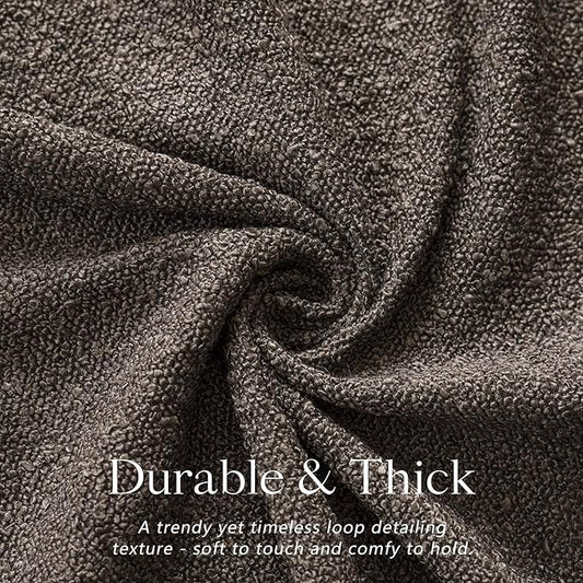 Foindtower Set of 2, Decorative Textured Boucle Throw Pillow Covers Accent Solid Pillow Cases Neutral Soft Cozy Couch Cushion Case for Chair Sofa Bedroom Living Room Home Decor 24 x 24 Inch Dark Brown