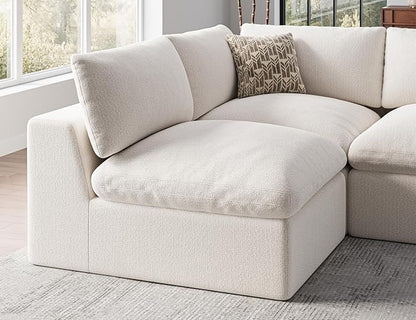 120" Cloud Sectional Couch | Oversize Boneless Couches for Living Room | 4 Seater L-Shape Sofa | Ivory White