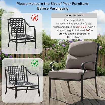 Patio Chair Cushions 5 Packs - Outside 22x24 High Back Water-Resistant Cushion with Zipper Cover for Outdoor Glider Rocking Chairs Loveseat 3-seat Couch Sofa – Grey/Crescent