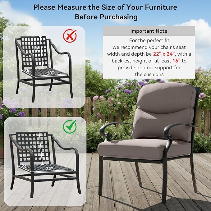 10-Piece Outdoor Patio Cushion Set - Fade & Water Resistant with Removable Olefin Cover, 22x24x4 Inch Memory Foam Cushions for Wicker Sectional Sofa – Grey/Crescent