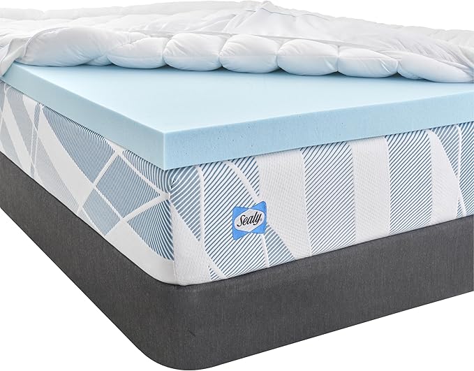 Sealy Dreamlife 3” Gel Memory Foam Full Mattress Topper with 1” Quilted Cooling Cover, SealyComfort Gel Foam, SealyCool Poly Blend Cover