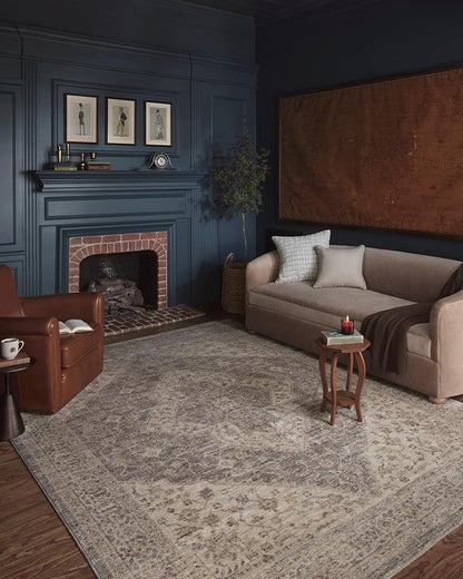 Loloi Magnolia Home by Joanna Gaines Junie Collection JUE-05 Denim/Natural 6'-7" x 9'-10", .38" Pile Height, Area Rug