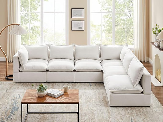 VANOMi Modular Sectional Sofa, 6 Seater Sectional Sofa Modular Sectional Couch for Living Room, V Shape Sofa
