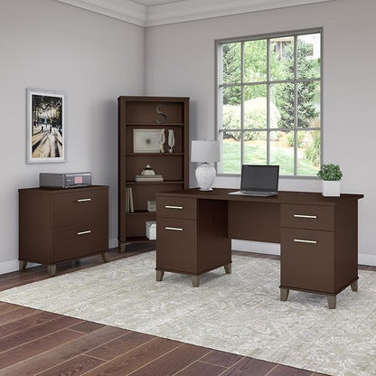 Bush Furniture 2 Drawer Lateral File Cabinet, Letter and Legal-Size Document Storage for Home or Professional Office, Somerset Collection, Mocha Cherry