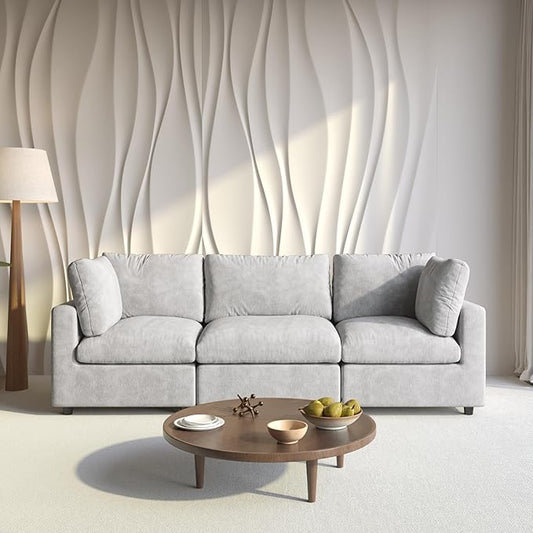 WJShome Cloud Sectional Couches for Living Room,100.5" Convertible Love Seat, 3 Seater Modular Sectional Sofa,Deep Seater Furniture Sets,Gray