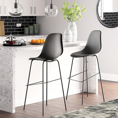 Signature Design by Ashley Forestead Modern Bar Height Bucket Barstool, 2 Count, Black