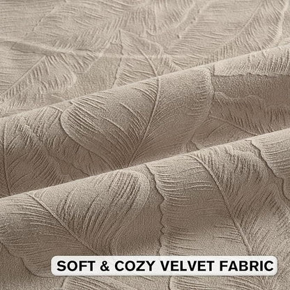 FUTEI Oatmeal Velvet Throw Pillow Covers 18x18 Inch Set of 2,Soft Embossed Leaf-Relief Textured Cushion Cases,Natural Home Decor for Couch Living Room