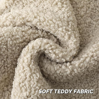 FUTEI Beige Throw Pillow Covers 18x18 Inch Set of 2,Furry Faux Fur Teddy Boucle Textured Cushion Covers,Soft Fluffy Decorative Pillow Case,Home Decor for Couch Bed Living Room Office Car