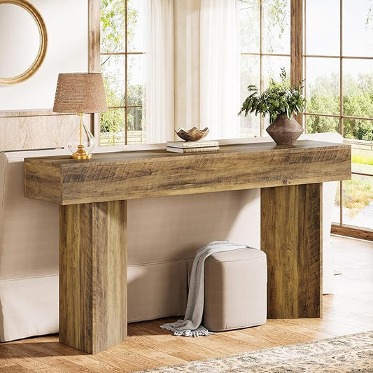 Tribesigns 63-inch Entryway Console Table, Narrow Long Sofa Table Behind Couch, Accent Entrance Foyer Table for Entryway, Entrance, Hallway, Brown