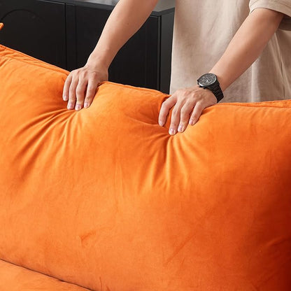 JACH 122.82" Cloud Sectional Couch for Living Room, Modular 3 Seater Sofas, Convertible Sectional Couches, Cushion Covers Removable, Two Corners and One Middle Sofa for Living Room (Orange)