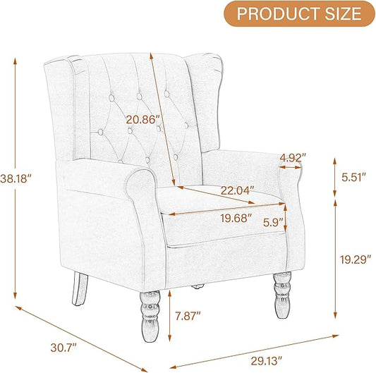 UIXE High Back Accent Chairs Set of 2, Upholstered Armchair in Fabric, Retro Wingback Arm Chair for Living Room, Comfy Single Sofa Bedroom Reading Seat with Solid Wood Legs - Dark Gray