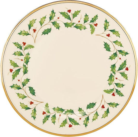 Lenox 897080 Holiday Dinnerware Dinner Plates, Set of 4, Red & Green, Christmas, Hosting
