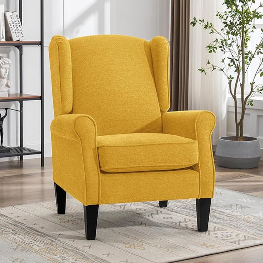 Accent Chair, Modern Living Room Chairs with Wingback, Comfy Upholstered High Back Single Sofa for Bedroom, Mid-Century Reading Armchair Sillas para Sala