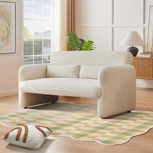 59" W Upgrade Lambswool Fabric Loveseat Sofa, Modern Love seat Couch, Solid and Easy to Install, Upholstered 2-Seater Couch for Bedroom, Apartment, Living Room