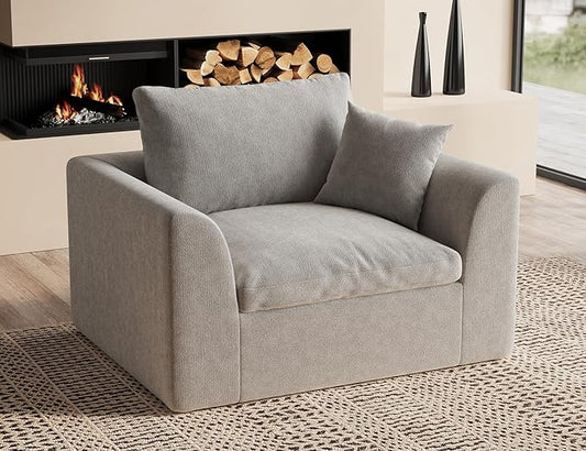 48.6" Single Sofa, Small Boneless Couches for Living Room, Cloud Couch for Bedroom, Office, Light Grey