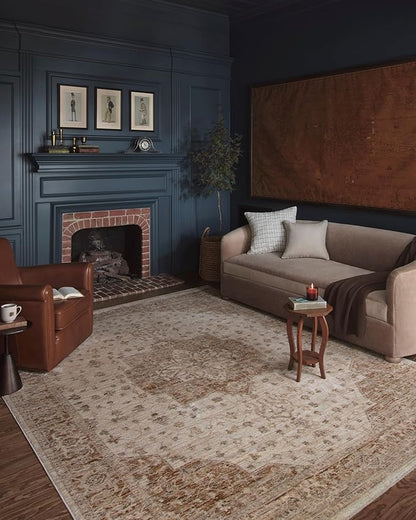 Loloi Magnolia Home by Joanna Gaines Junie Collection JUE-04 Natural/Clay 7'-10" x 10'-2", .38" Pile Height, Area Rug