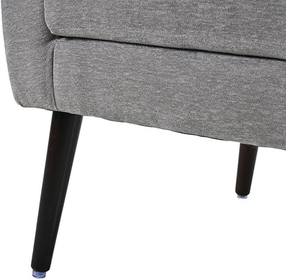Accent Chair, Comfy Upholstered Living Room Chairs with High Tufted Backrest and Pillow, Wingback Reading Chair with Solid Wood Legs for Bedroom/Office, Chenille Fabric, Grey
