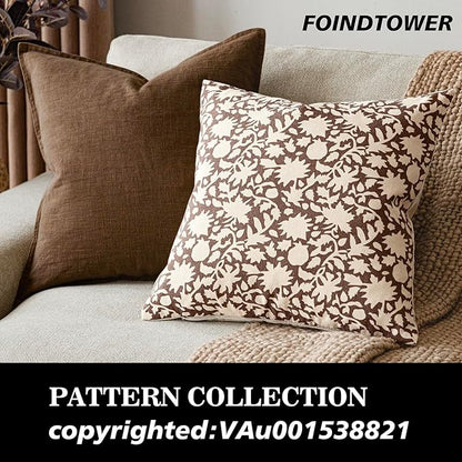 Foindtower Set of 2 Decorative Neutral Floral Throw Pillow Covers Accent Farmhouse Cushion Covers Boho Vintage Pillowcase for Couch Sofa Bedroom Living Room Home Decor,20×20 Inch,Brown